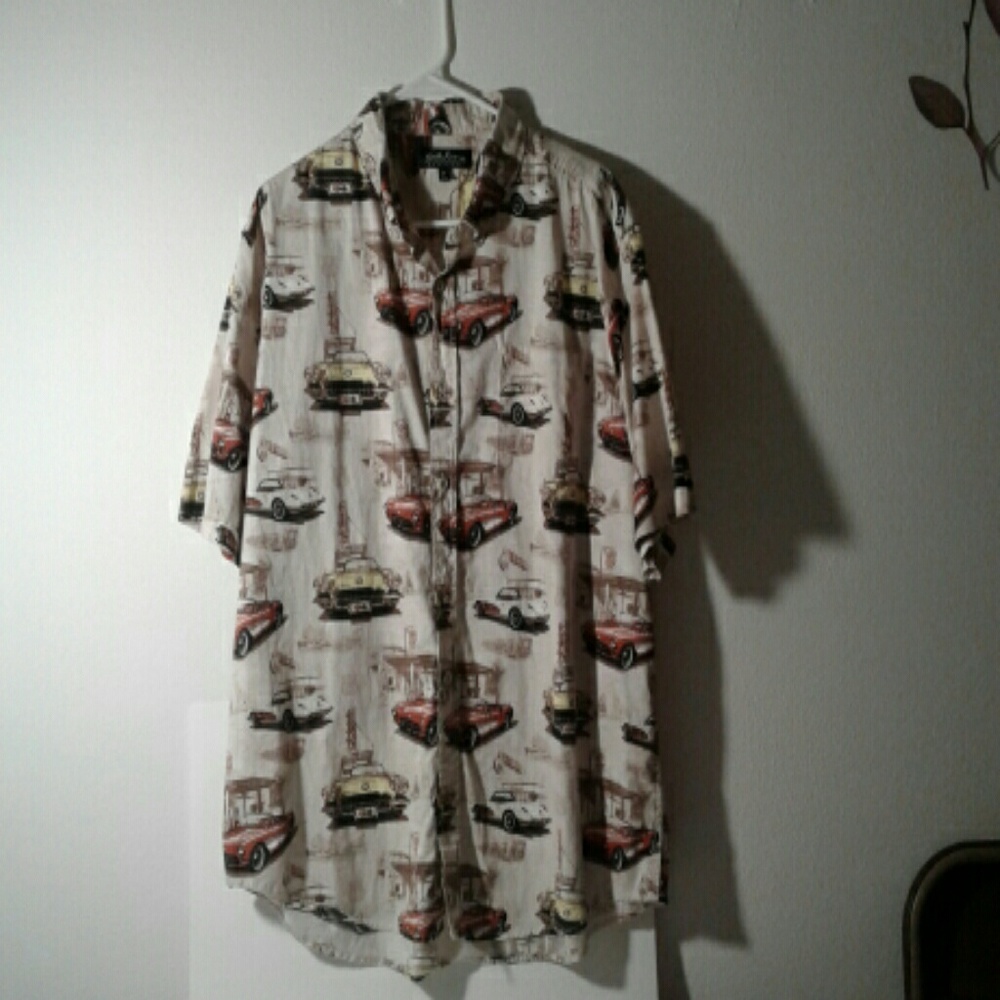 Mens Unique Vintage Car Design Button Up Mens Shir